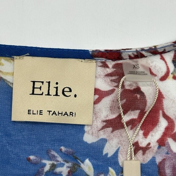 Elie Tahari Size XS Spring Blossom Print Sheer Chiffon Long Sleeve Blouse NWT - Picture 5 of 11
